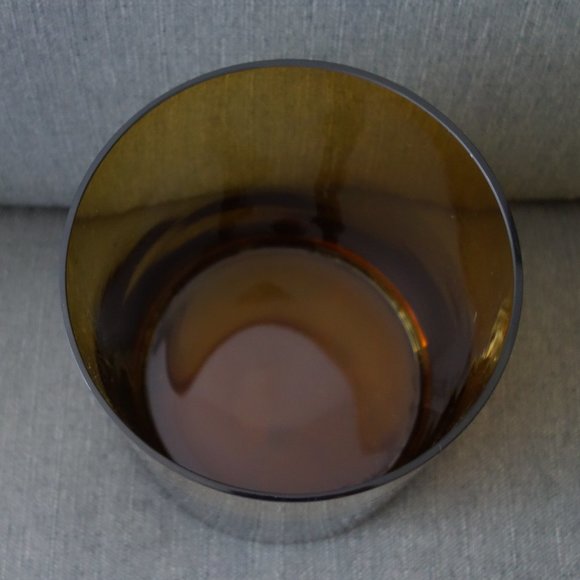 Amber Color Glass Cylinder Waste Basket - Picture 2 of 7